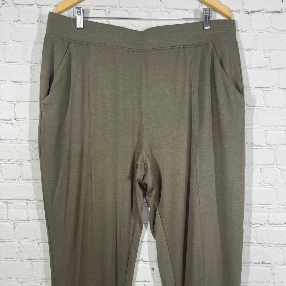 Cable & Gauge Womens Plus 1X Tapared Crop Pants Green Pull On Comfort Stretch - Picture 3 of 12